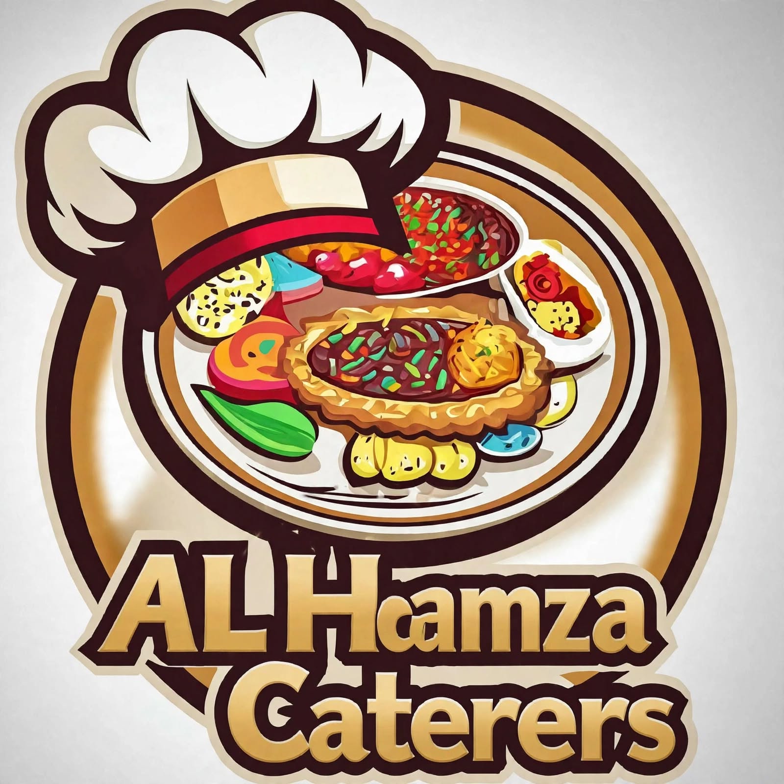 Al-Hamza Caterers logo — chef hat over a festive food platter